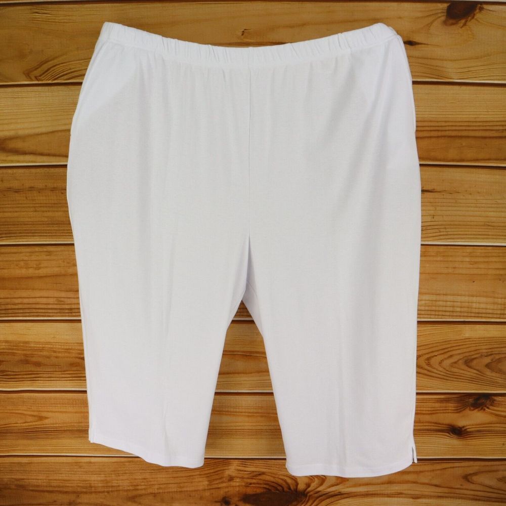 Woman Within Capri Sweatpants Womens Sz 4XP White Pockets Elastic‎ Waist Comfort